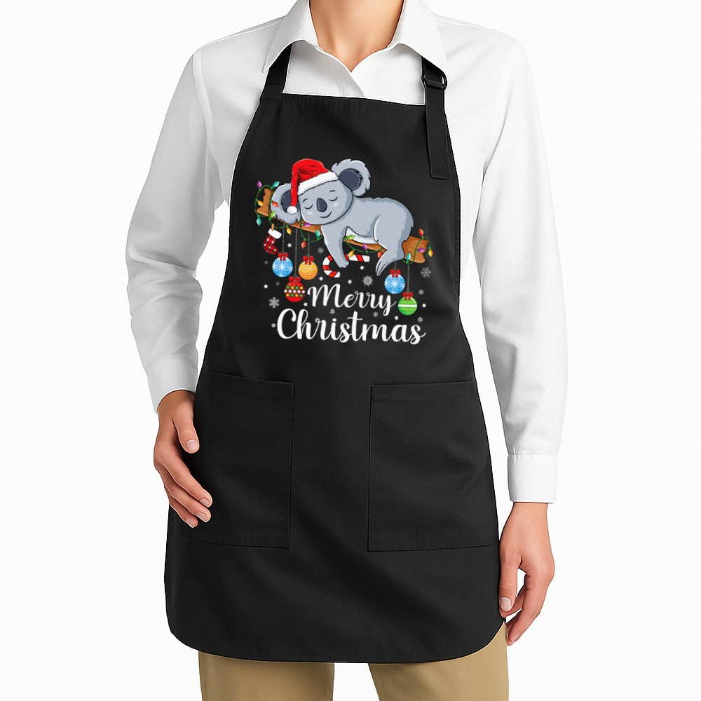 Koalalala Cute Koala Bear santa hat funny Christmas koala Apron