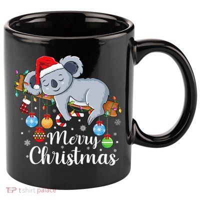 Koalalala Cute Koala Bear santa hat funny Christmas koala 11oz C Handle Ceramic Mug
