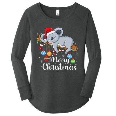 Koalalala Cute Koala Bear santa hat funny Christmas koala Women's Perfect Tri Tunic Long Sleeve Shirt