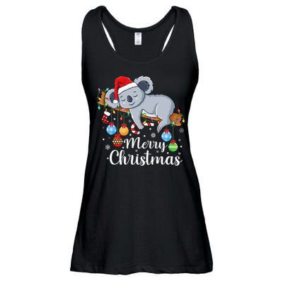 Koalalala Cute Koala Bear santa hat funny Christmas koala Ladies Essential Flowy Tank