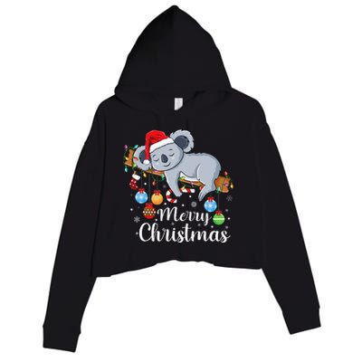 Koalalala Cute Koala Bear santa hat funny Christmas koala Crop Fleece Hoodie