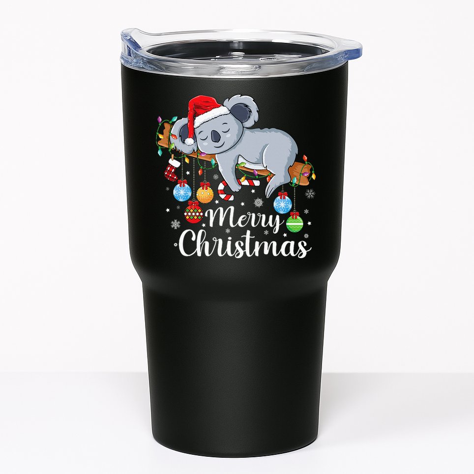 Koalalala Cute Koala Bear santa hat funny Christmas koala Tumbler