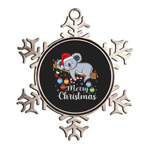 Koalalala Cute Koala Bear santa hat funny Christmas koala Metallic Star Ornament