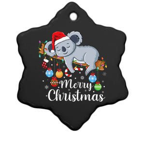 Koalalala Cute Koala Bear santa hat funny Christmas koala Ceramic Star Ornament