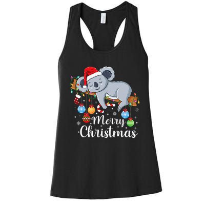 Koalalala Cute Koala Bear santa hat funny Christmas koala Women's Racerback Tank