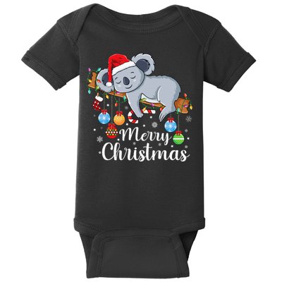 Koalalala Cute Koala Bear santa hat funny Christmas koala Baby Bodysuit
