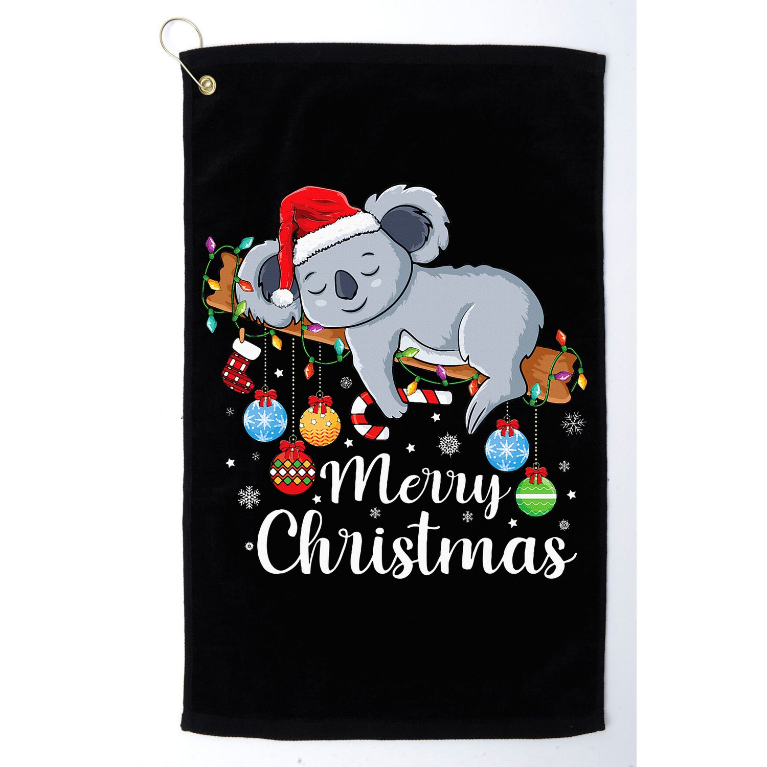 Koalalala Cute Koala Bear santa hat funny Christmas koala Golf Towel