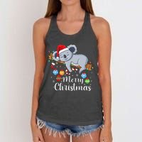 Koalalala Cute Koala Bear santa hat funny Christmas koala Women's Knotted Racerback Tank