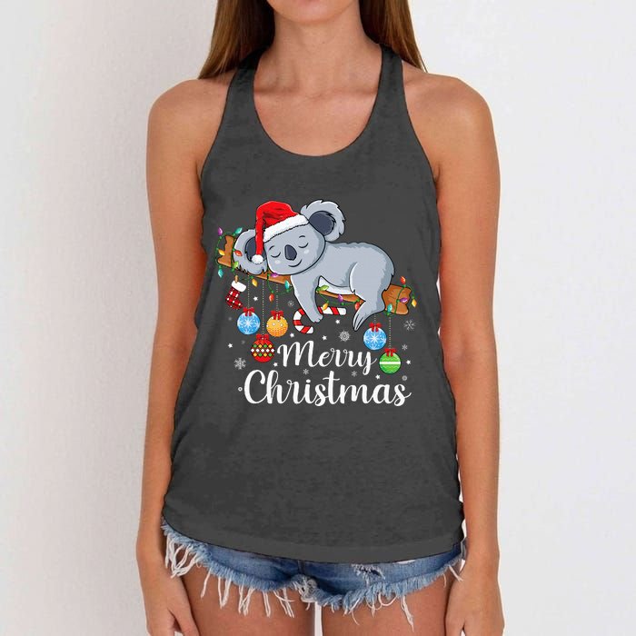 Koalalala Cute Koala Bear santa hat funny Christmas koala Women's Knotted Racerback Tank