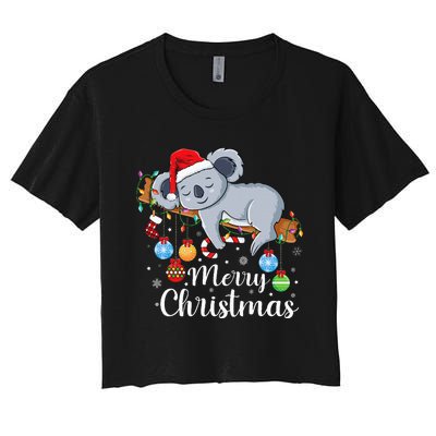 Koalalala Cute Koala Bear santa hat funny Christmas koala Women's Crop Top Tee