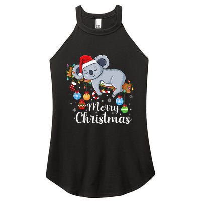 Koalalala Cute Koala Bear santa hat funny Christmas koala Women's Perfect Tri Rocker Tank