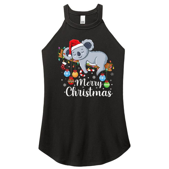 Koalalala Cute Koala Bear santa hat funny Christmas koala Women's Perfect Tri Rocker Tank