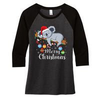 Koalalala Cute Koala Bear santa hat funny Christmas koala Women's Tri-Blend 3/4-Sleeve Raglan Shirt