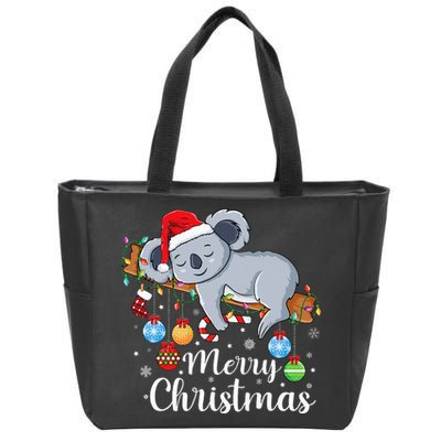 Koalalala Cute Koala Bear santa hat funny Christmas koala Zip Tote Bag