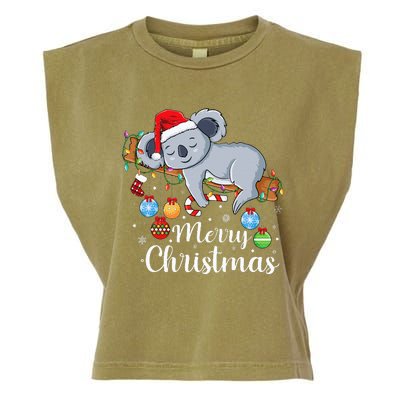 Koalalala Cute Koala Bear santa hat funny Christmas koala Garment-Dyed Women's Muscle Tee