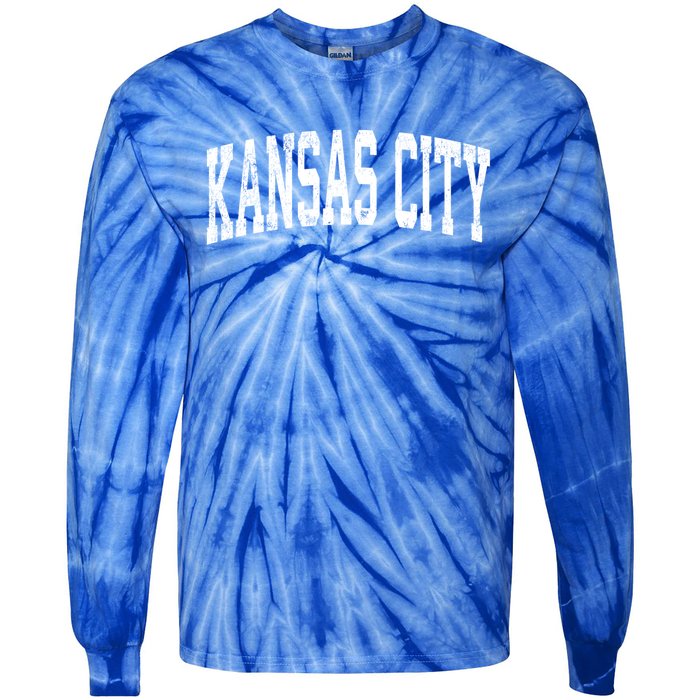 Kansas City Kansas Ks Vintage Athletic Sports Design Gift Tie-Dye Long Sleeve Shirt