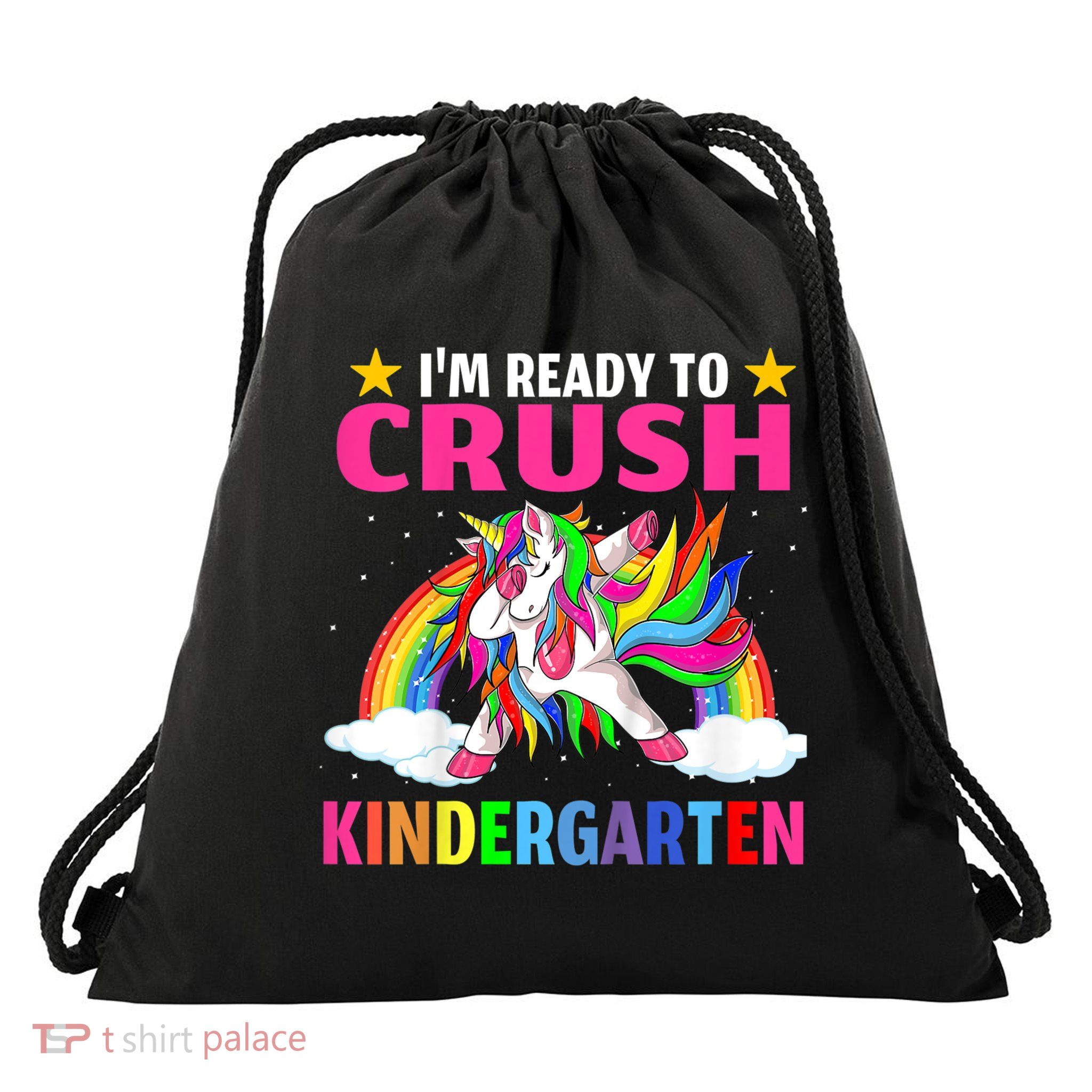 Kids Crush Kindergarten Unicorn Dabbing Back To School For Girl Drawstring Bag