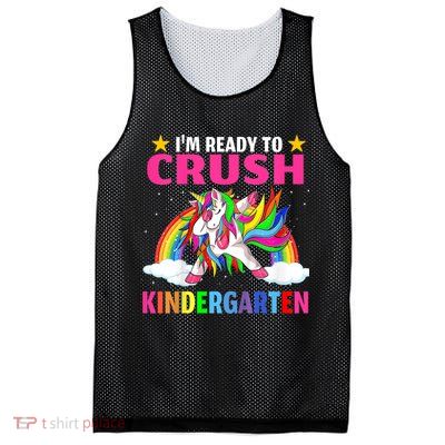 Kids Crush Kindergarten Unicorn Dabbing Back To School For Girl Mesh Reversible Basketball Jersey Tank