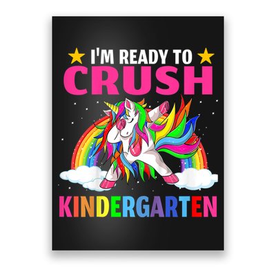 Kids Crush Kindergarten Unicorn Dabbing Back To School For Girl Poster