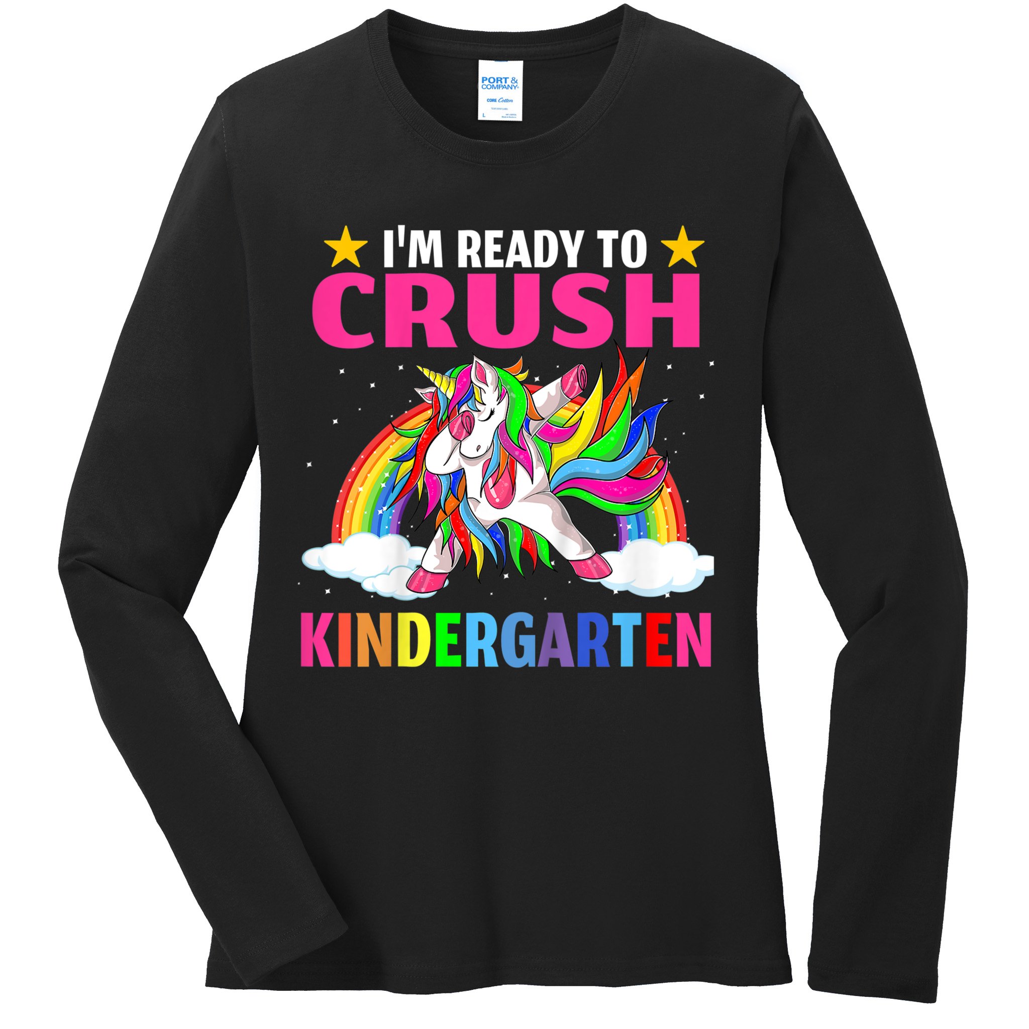 Kids Crush Kindergarten Unicorn Dabbing Back To School For Girl Ladies Long Sleeve Shirt