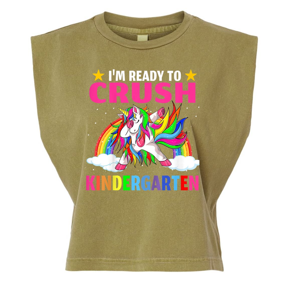 Kids Crush Kindergarten Unicorn Dabbing Back To School For Girl Garment-Dyed Women's Muscle Tee