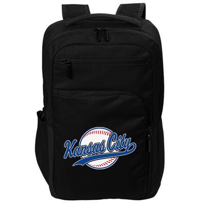 Kansas City Kc Vintage Baseball Throwback Retro Design Impact Tech Backpack