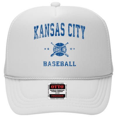 Kansas City KC Vintage Baseball Throwback Retro Design High Crown Mesh Back Trucker Hat