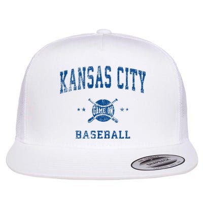 Kansas City KC Vintage Baseball Throwback Retro Design Flat Bill Trucker Hat