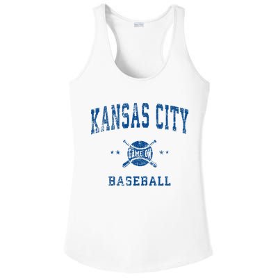 Kansas City KC Vintage Baseball Throwback Retro Design Ladies PosiCharge Competitor Racerback Tank