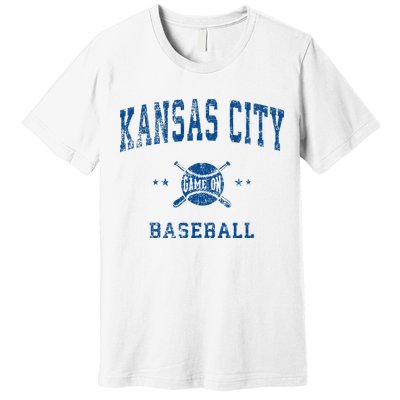 Kansas City KC Vintage Baseball Throwback Retro Design Premium T-Shirt