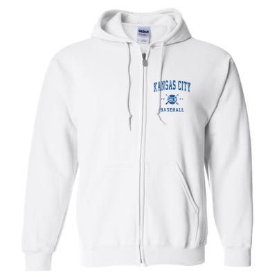Kansas City KC Vintage Baseball Throwback Retro Design Full Zip Hoodie