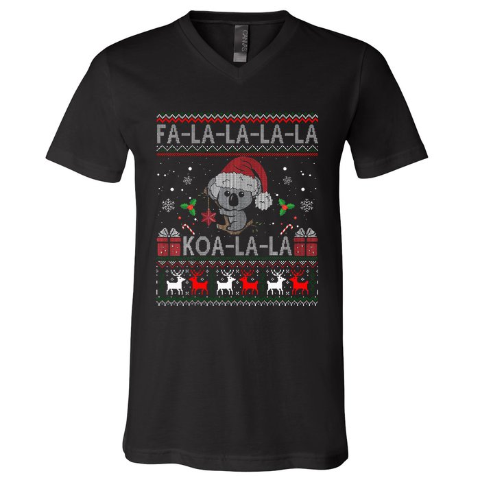 Koalalala Cute Koala Bear Australian Christmas Ugly Xmas V-Neck T-Shirt