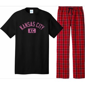 Kansas City Kc Arched Text Distressed Pink Print Pajama Set