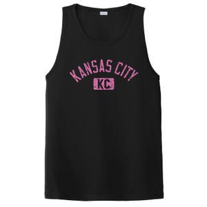 Kansas City Kc Arched Text Distressed Pink Print PosiCharge Competitor Tank