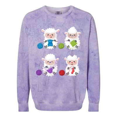 Knit Crochet Knitter Gift Crocheting Sheep Knitting Lover Cool Gift Colorblast Crewneck Sweatshirt