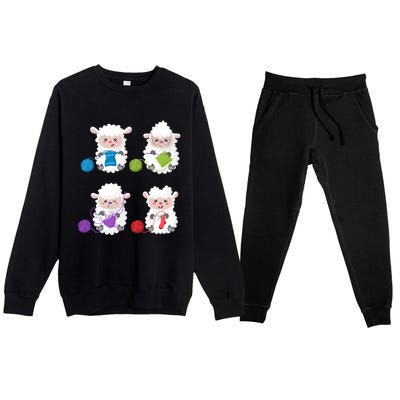 Knit Crochet Knitter Gift Crocheting Sheep Knitting Lover Cool Gift Premium Crewneck Sweatsuit Set