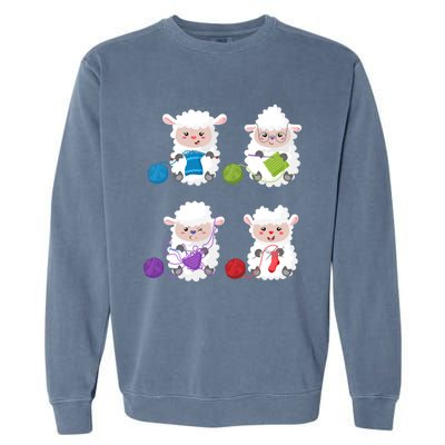 Knit Crochet Knitter Gift Crocheting Sheep Knitting Lover Cool Gift Garment-Dyed Sweatshirt