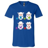 Knit Crochet Knitter Gift Crocheting Sheep Knitting Lover Cool Gift V-Neck T-Shirt