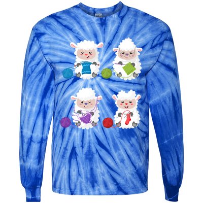 Knit Crochet Knitter Gift Crocheting Sheep Knitting Lover Cool Gift Tie-Dye Long Sleeve Shirt