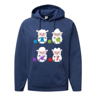 Knit Crochet Knitter Gift Crocheting Sheep Knitting Lover Cool Gift Performance Fleece Hoodie