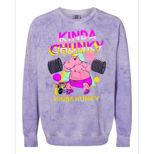 Kinda Chunky Kinda Hunky Weightlifting Bodybuilding Gym1 Colorblast Crewneck Sweatshirt