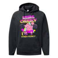 Kinda Chunky Kinda Hunky Weightlifting Bodybuilding Gym1 Performance Fleece Hoodie