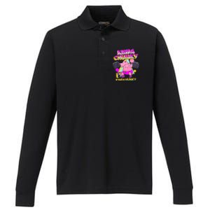 Kinda Chunky Kinda Hunky Weightlifting Bodybuilding Gym1 Performance Long Sleeve Polo