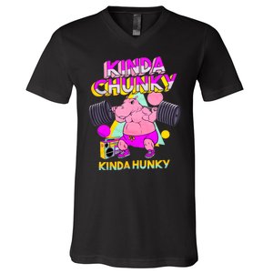 Kinda Chunky Kinda Hunky Weightlifting Bodybuilding Gym1 V-Neck T-Shirt