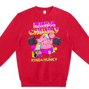 Kinda Chunky Kinda Hunky Weightlifting Bodybuilding Gym1 Premium Crewneck Sweatshirt