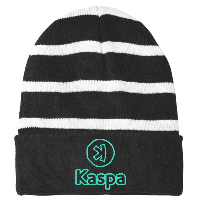 Kaspa Crypto Kaspa Merch Kaspa Gifts Kaspa Miner Kaspa Mining Kaspa Crypto Merch Striped Beanie with Solid Band