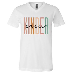 Kinder Crew Kindergarten Teacher Squad Team Preschool V-Neck T-Shirt