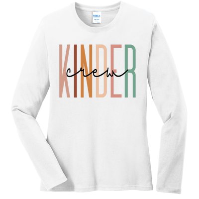 Kinder Crew Kindergarten Teacher Squad Team Preschool Ladies Long Sleeve Shirt