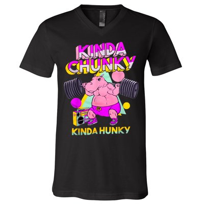 Kinda Chunky Kinda Hunky, Bodybuilding Gym V-Neck T-Shirt