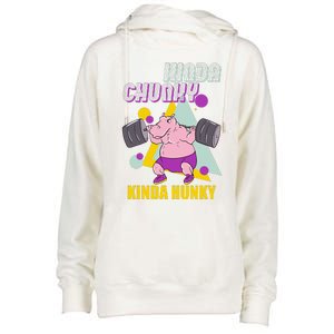 Kinda Chunky Kinda Hunky Weightlifting Bodybuilding Gym Womens Funnel Neck Pullover Hood